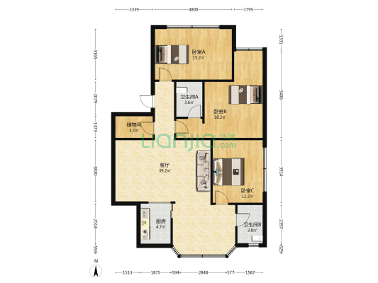 大东街296号 3室1厅2卫 99平方