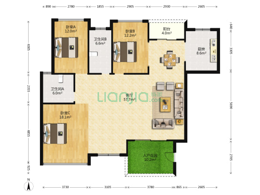 金家上城 3室1厅2卫 155平方