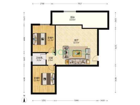 西溪邮电新村 2室1厅1卫 86平方