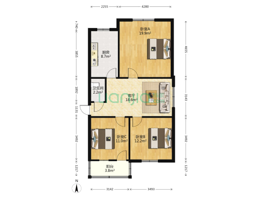 建委家属院 3室1厅1卫 54平方