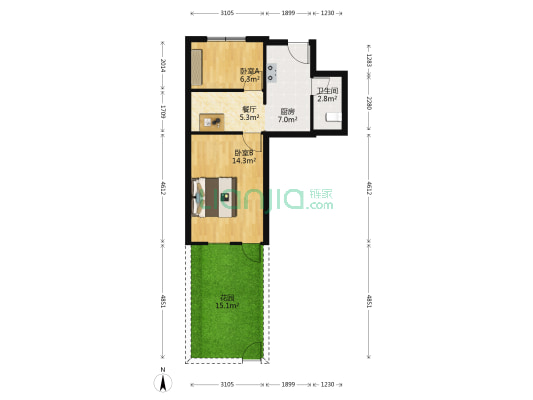 西祠堂巷 2室1厅1卫 49平方