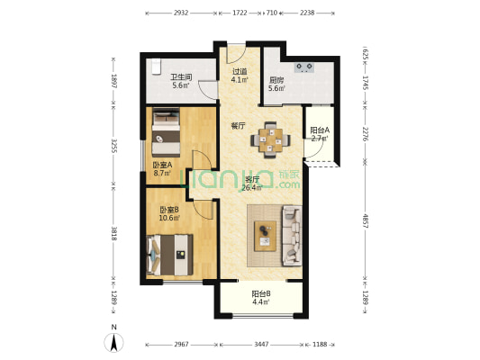 白桦林印象 2室1厅1卫 92平方