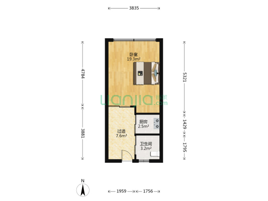 永丰大厦 1室0厅1卫 46平方