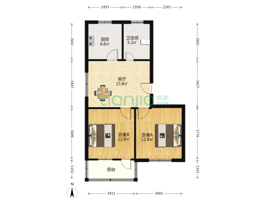 莲花园 2室1厅1卫 72平方