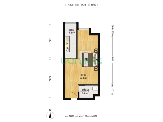 花样年幸福万象 1室0厅1卫 46平方