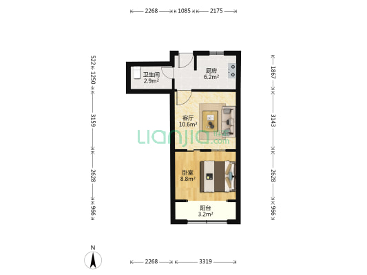 蓝高小区 1室1厅1卫 39平方
