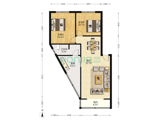 书院路一段289号 2室1厅1卫 87平方