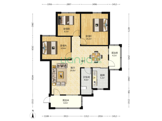 泰安巷 3室1厅1卫 94平方