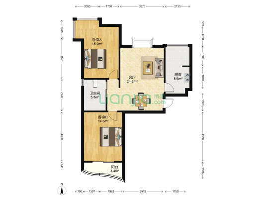 潤欣花園 2室1厅1卫 99平方