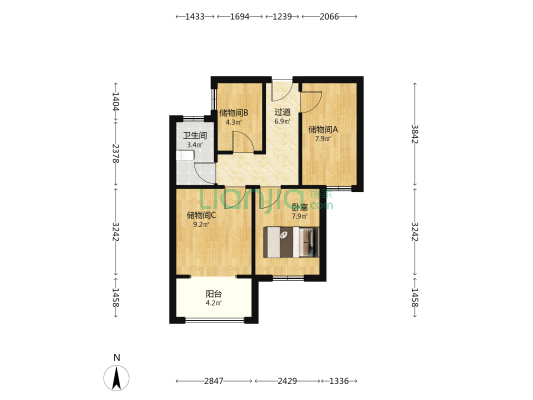 碧桂园颍州府清颍苑 1室0厅1卫 67平方
