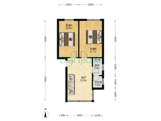 金联西座 2室1厅1卫 59平方