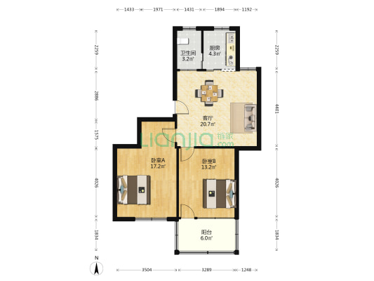 财盛新村 2室1厅1卫 80平方