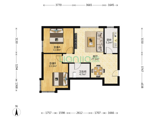 丰和丽园 2室1厅1卫 98平方