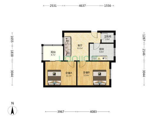 中山四路 2室1厅1卫 61平方