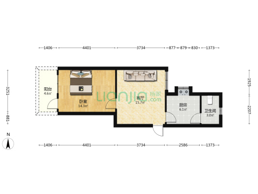 桂家巷5号 1室1厅1卫 56平方