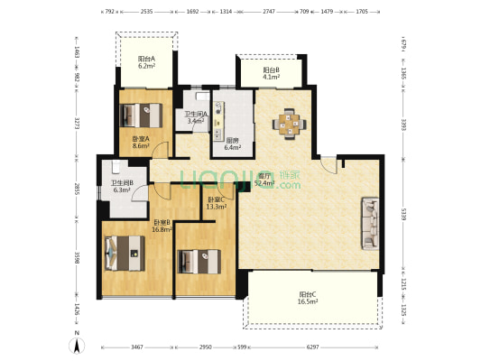 万科·古翠隐秀 3室1厅2卫 143平方