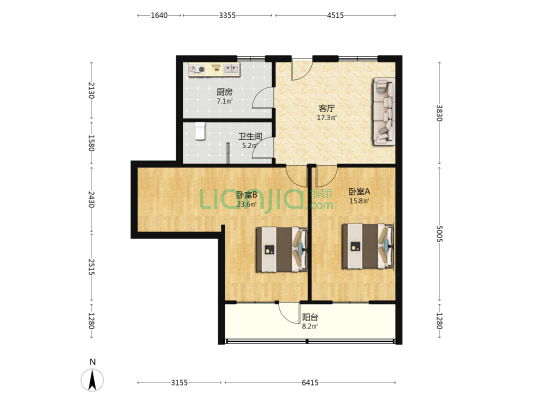 迎春社区区政府家属院 2室1厅1卫 93平方
