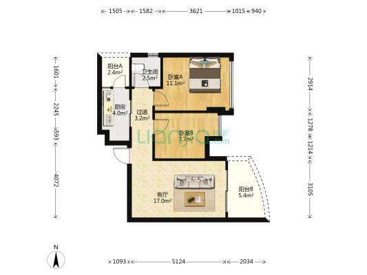 碧桂园十里银滩水蓝天 2室1厅1卫 66平方