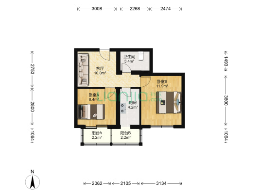春晖园 2室1厅1卫 56平方