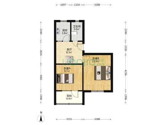 青年中路37号 2室1厅1卫 53平方