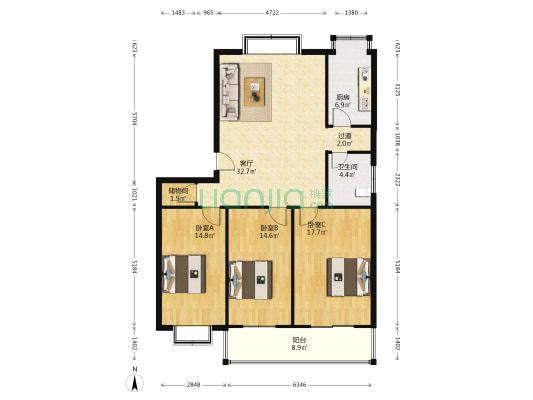 棉纺西路新楼 3室1厅1卫 132平方