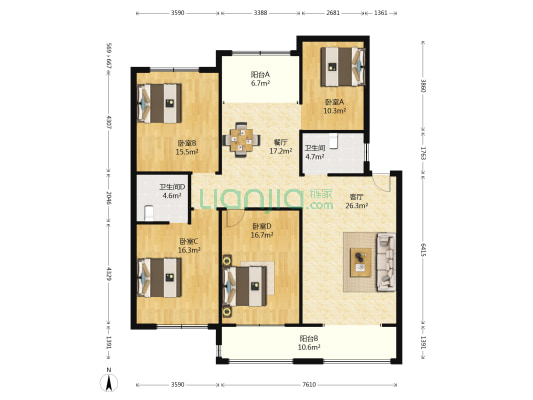 立丰·春天里 4室2厅2卫 143平方