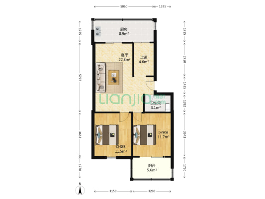 永昌社区 2室1厅1卫 90平方