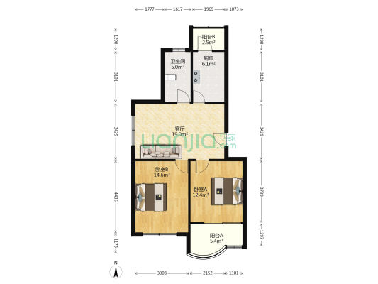 怡祥居 2室1厅1卫 77平方