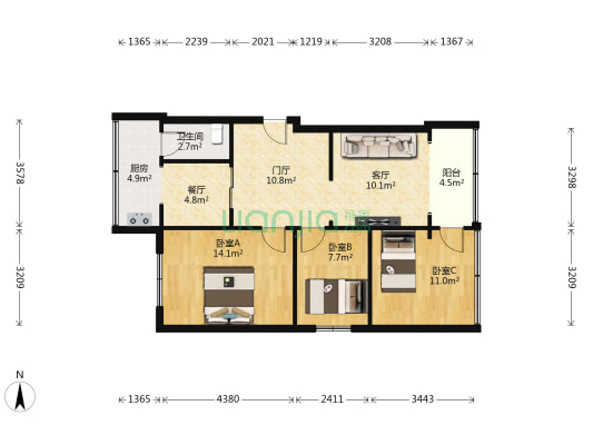 抚琴街南四巷5号 3室2厅1卫 75平方