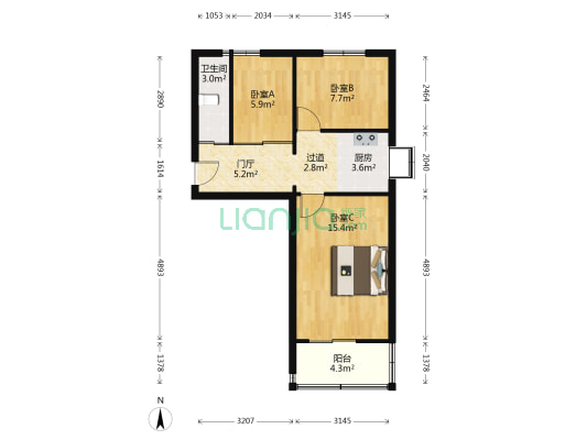 龙泉北楼 3室0厅1卫 58平方