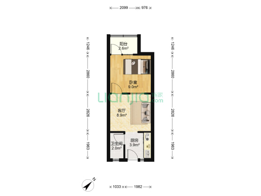 裕安花园 1室1厅1卫 33平方