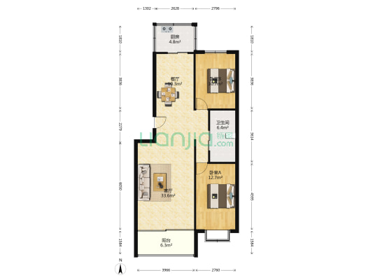 德盛家园 2室2厅1卫 97平方