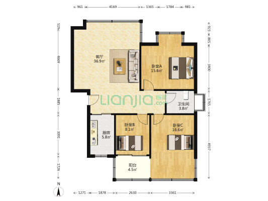 相人山路18号 3室1厅1卫 99平方
