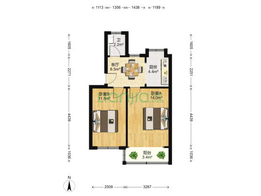 二毛三村 2室1厅1卫 50平方