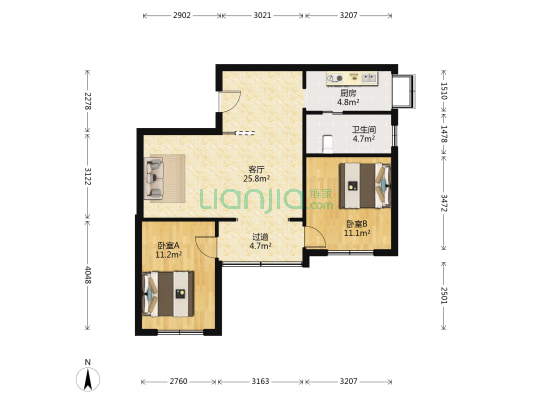 黄孝西路住宅楼 2室1厅1卫 76平方