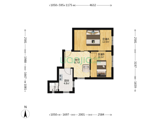 担水巷 2室1厅1卫 43平方