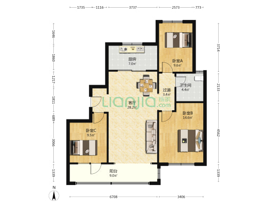 鑫苑灵山湾龙玺 3室1厅1卫 120平方