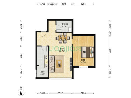 现代艺术家 1室1厅1卫 74平方