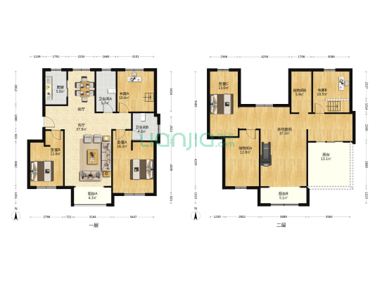 金色东城曦园南区 6室1厅2卫 121平方