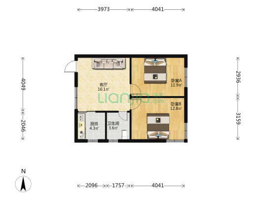 东方瑞亭商业街 2室1厅1卫 66平方
