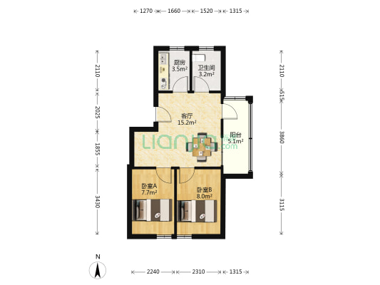 华丰大厦 2室1厅1卫 54平方