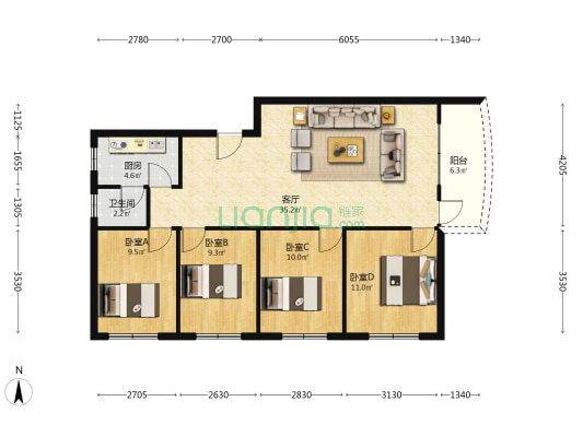 建设路南西二巷5号 4室1厅1卫 101平方