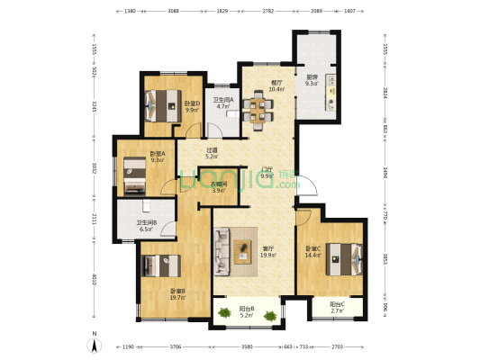 安联印象 4室2厅2卫 178平方