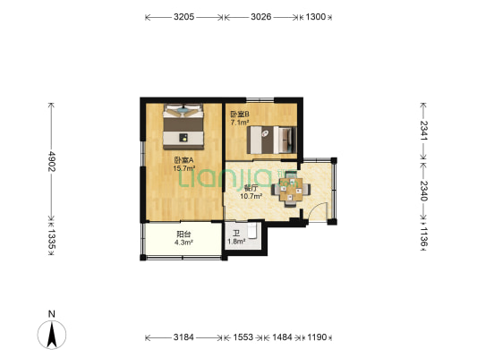 水心住宅区李组团 2室1厅1卫 46平方