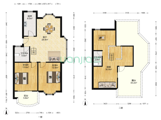 兴泰花苑 2室1厅2卫 113平方