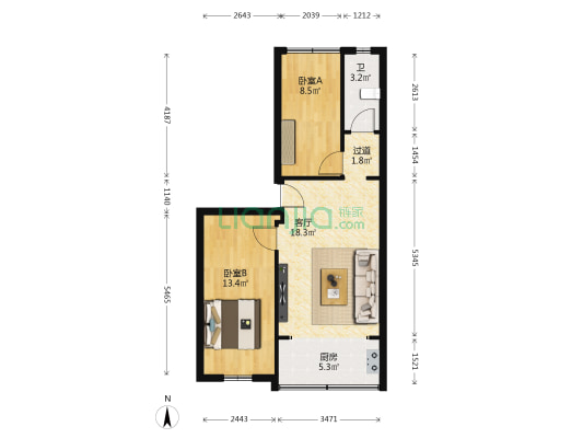 永定巷 2室1厅1卫 65平方