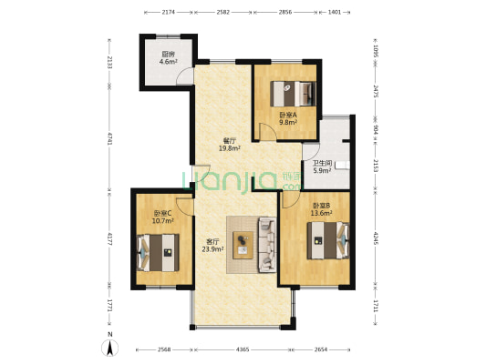 芝湖苑 3室2厅1卫 99平方