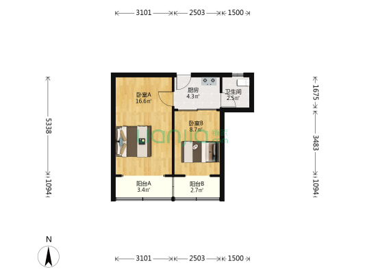 光启路103弄 2室0厅1卫 45平方