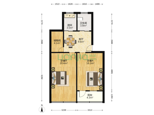 五里北新村 2室1厅1卫 70平方