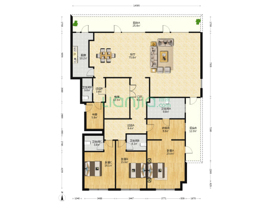 武侯金茂府一期 4室1厅4卫 266平方